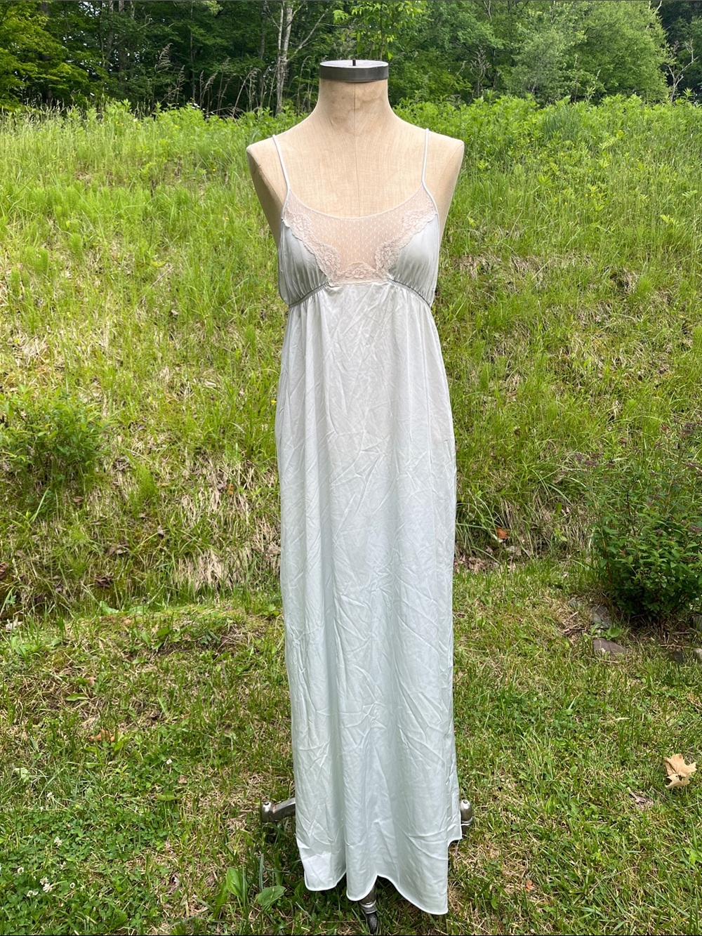 Women's Lace-Trim Long Slip Nightgown - White